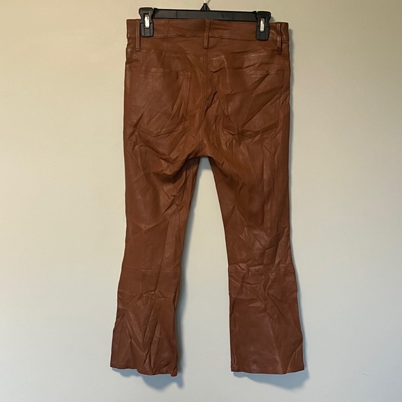 Frame Le Crop Mini Boot Brown Leather Pants - Picture 5 of 7
